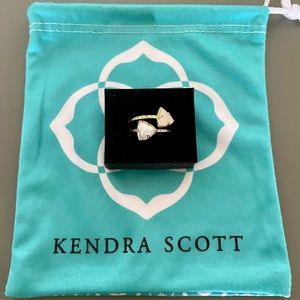 Kendra Scott, Gold Double Ring Set - Drusy and White Iridescent Stones